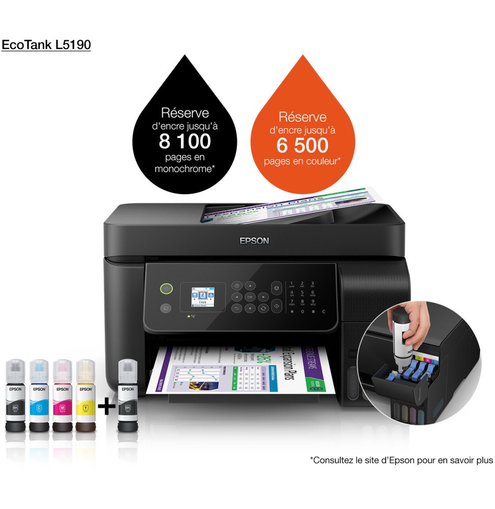 Epson EcoTank L5190 Imprimante multifonction à réservoirs rechargeables (C11CG85404)