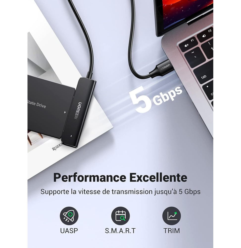 Adaptateur Ugreen Câble SATA USB 3.0 pour SSD et Disques Durs 2,5 Pouces (70609) – Image 2