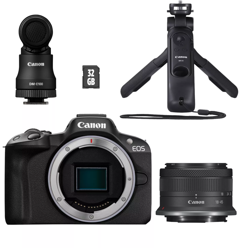 Appareil photo hybride Canon EOS R50 + objectif RF-S 18-45mm F4.5-6.3 IS STM - Kit pour vlogueur (5811C035AA)