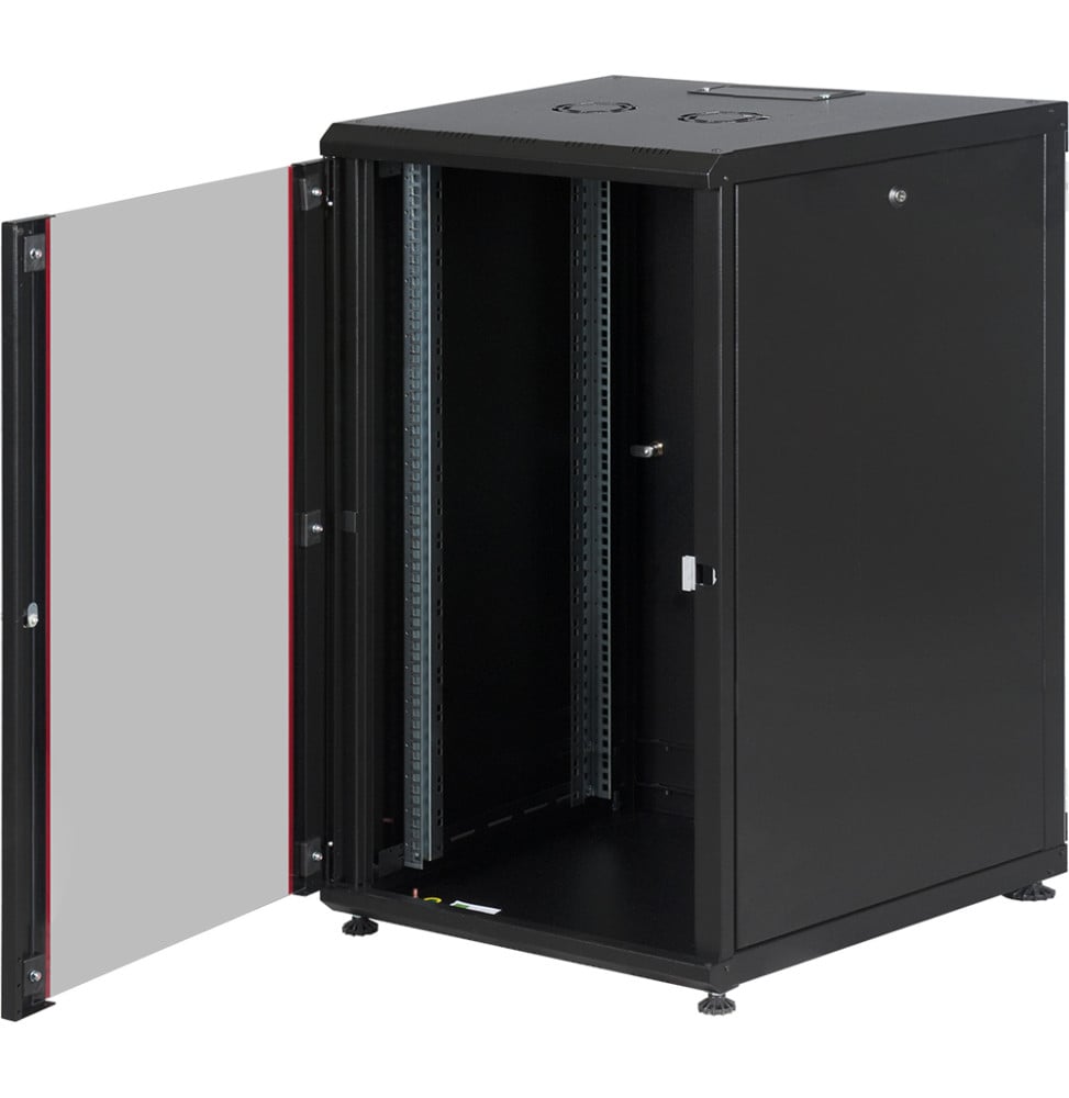 Armoire hyperline Lande 22U 19P 600mm 800mm avec porte avant en verre à ouverture (LN-HL22U6080-BL-B) – Image 2