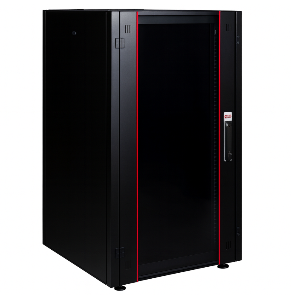 Armoire hyperline Lande 26U 19P 600mm 600mm avec porte avant en verre à ouverture (LN-HL26U6060-BL-B)