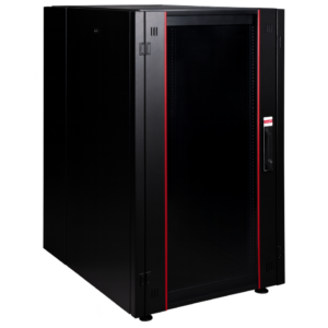 Armoire hyperline Lande 26U 19P 600mm 800mm avec porte avant en verre à ouverture (LN-HL26U6080-BL-B)