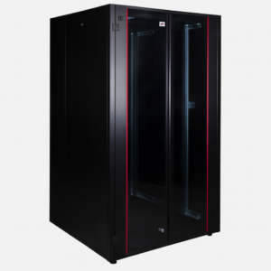 Armoire hyperline Lande 26U 19P 800x800mm avec porte avant en verre à double ouverture (LN-HL26U8080-BL-B)