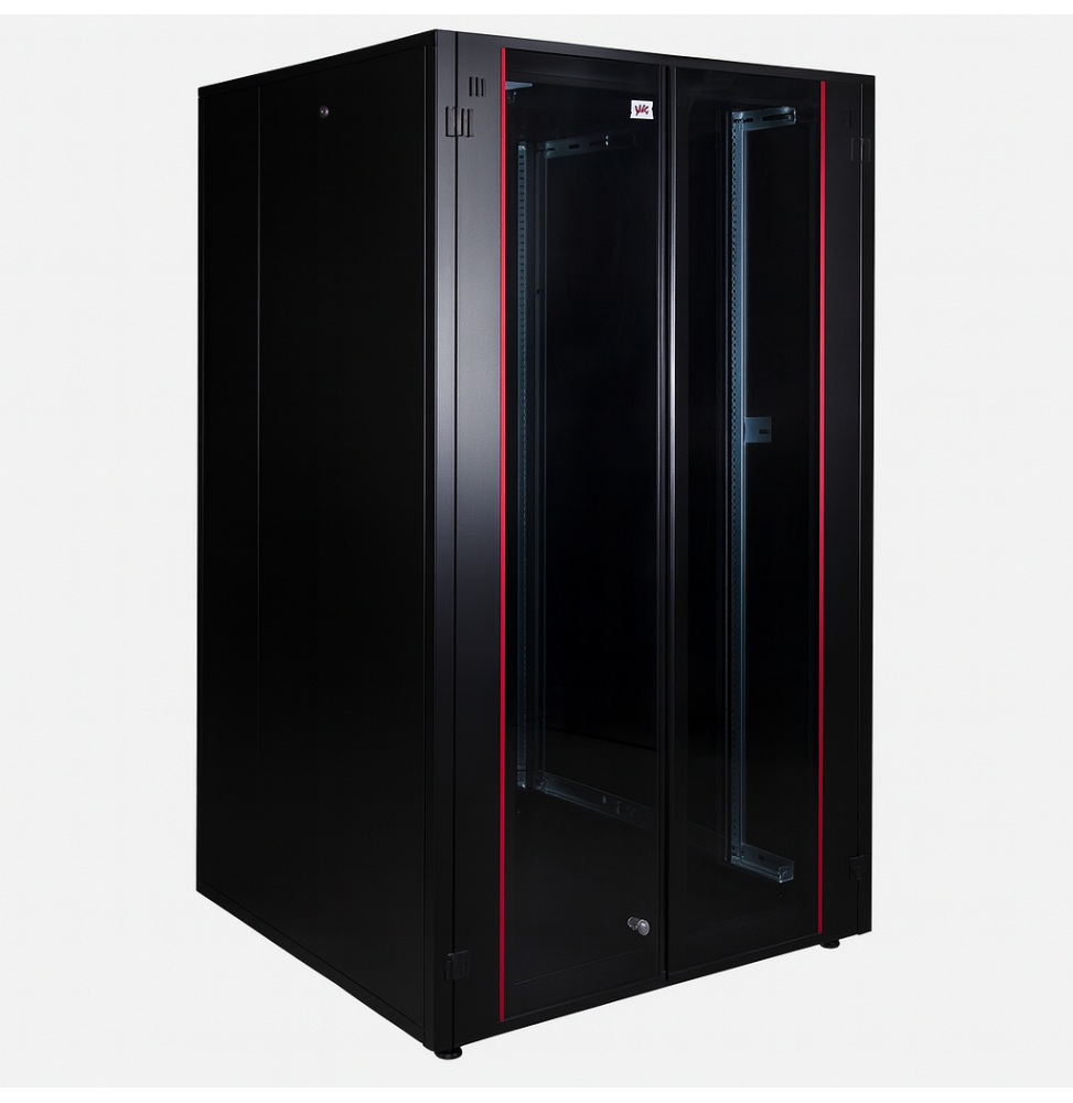 Armoire hyperline Lande 26U 19P 800x800mm avec porte avant en verre à double ouverture (LN-HL26U8080-BL-B)