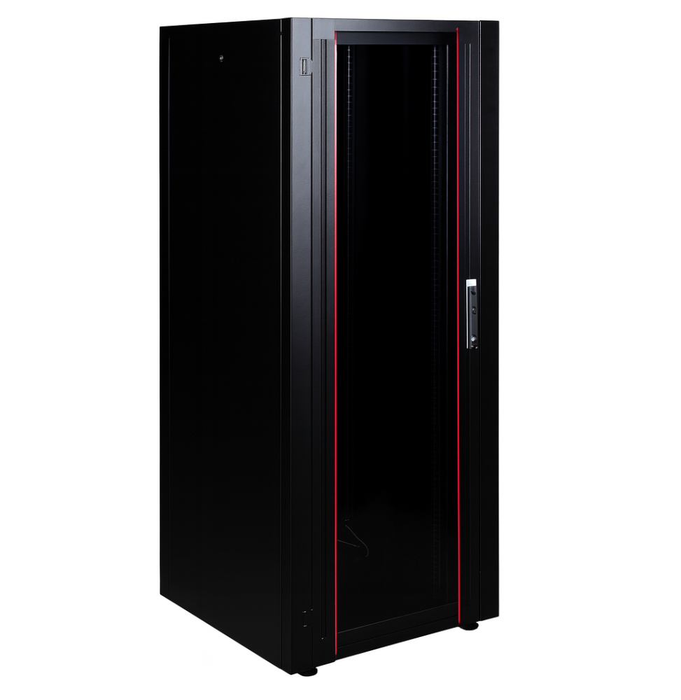 Armoire hyperline Lande 32U 19P 600x600mm avec porte avant en verre à ouverture (LN-HL32U6060-BL-B)