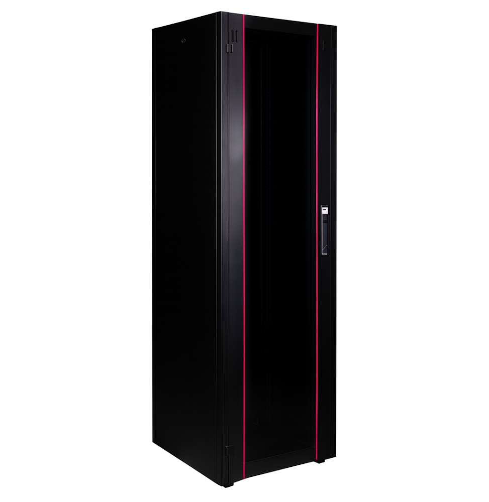 Armoire hyperline Lande 42U 19P 600x600mm avec porte avant en verre à ouverture (LN-HL42U6060-BL-B)