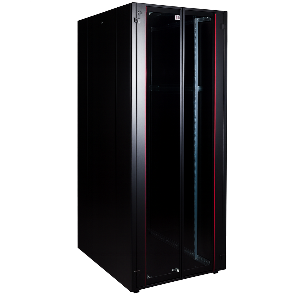 Armoire hyperline Lande 42U 19P 800x1000mm avec porte avant en verre à double ouverture (LN-HL42U8010-BL-B)