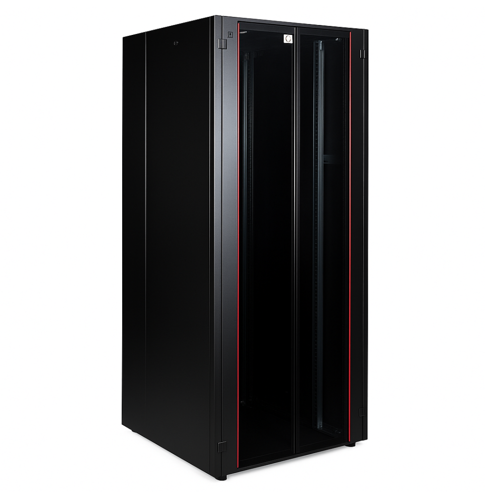 Armoire hyperline Lande 42U 19P 800x800mm avec porte avant en verre à double ouverture (LN-HL42U8080-BL-B)