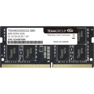 Barette de mémoire Team Group Elit SO-DIMM 8GB DDR4-3200MHz - PC Portable (TED48G3200C22-SBK)