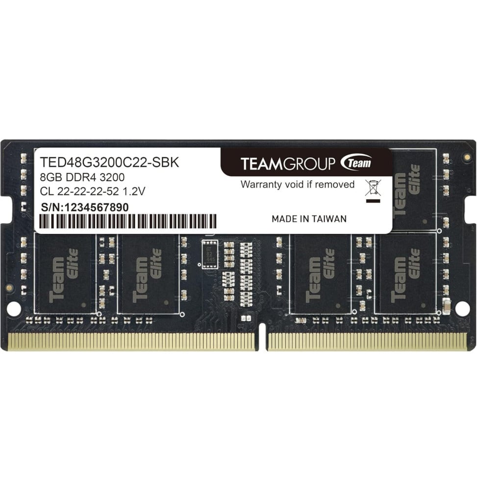 Barette de mémoire Team Group Elit SO-DIMM 8GB DDR4-3200MHz - PC Portable (TED48G3200C22-SBK)