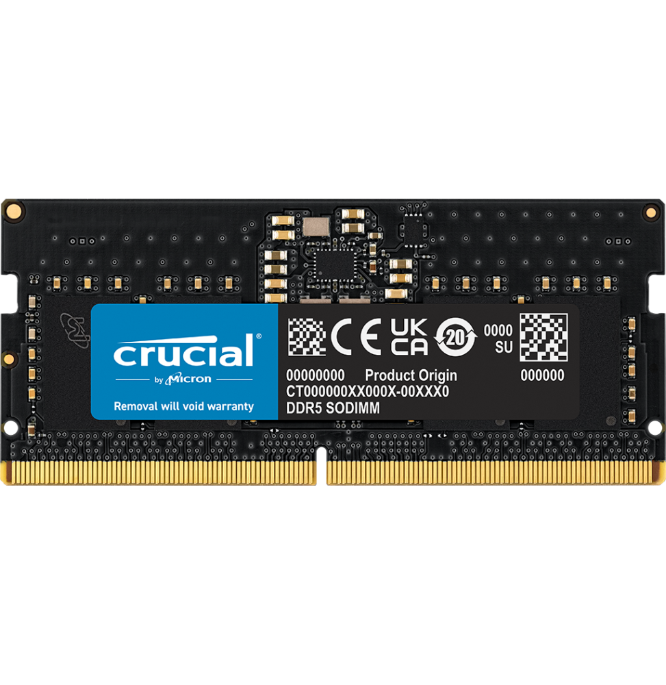 Barrette mémoire Crucial SO-DIMM 8GB DDR5-5600 MHz - PC Portable (CT8G56C46S5)