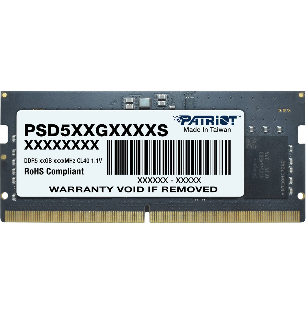 Barrette mémoire Patriot Signature 8GB SO-DIMM DDR5 5600 MHz CL46 - Pc Bureau (PSD58G560041S)