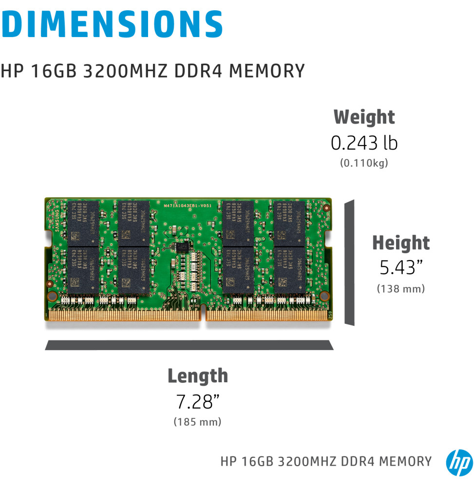 Barrette mémoire HP SO-DIMM 8GB DDR4 3200 MHz - PC Portable (286H8AA) – Image 2