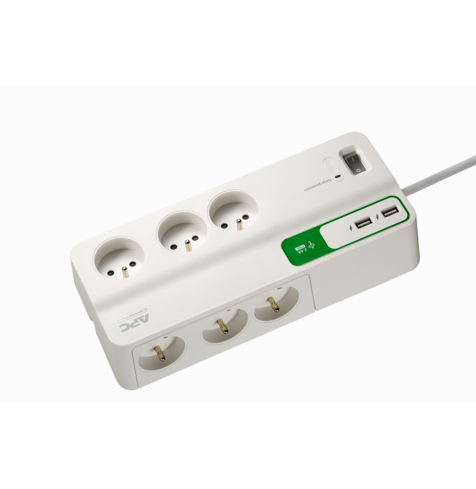Bloc parafoudre APC Essential SurgeArrest 6 prises France 230V avec 2 ports de chargement USB – Image 2