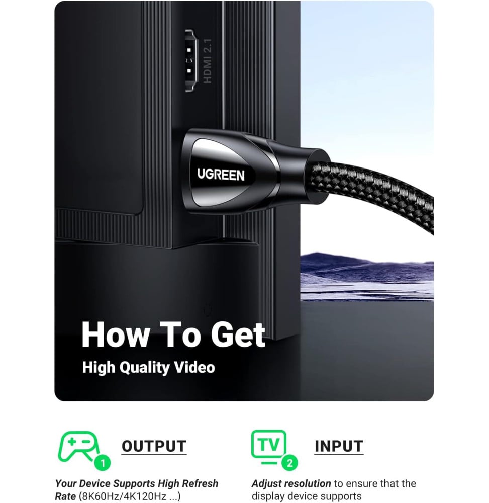 Câble Ugreen HDMI 2.1 Male vers Male - 2 mètres (80403) – Image 2