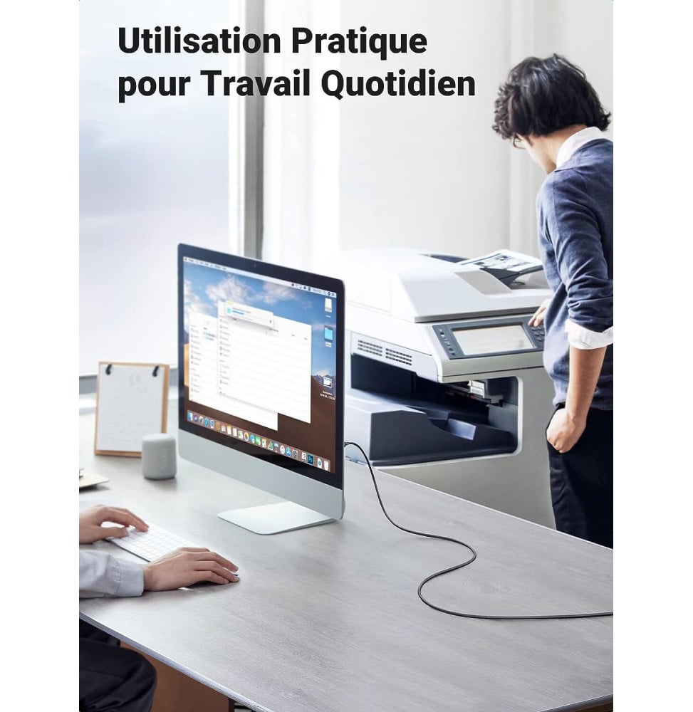 Câble Ugreen imprimante USB 2.0 vers USB B Mâle - 5 mètres (10352) – Image 2