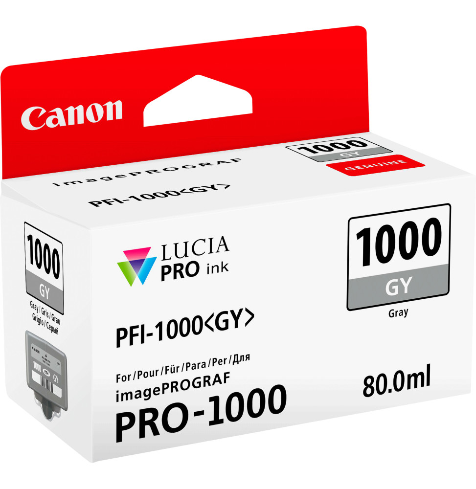 Canon PFI-1000 GY Gris - Cartouche d'encre Canon d'origine (0552C001AA) – Image 2