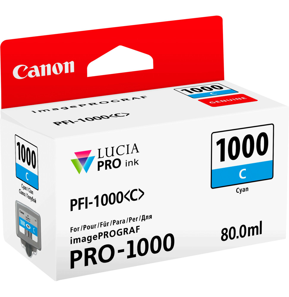 Canon PFI-1000C Cyan - Cartouche d'encre Canon d'origine (0547C001AA) – Image 2