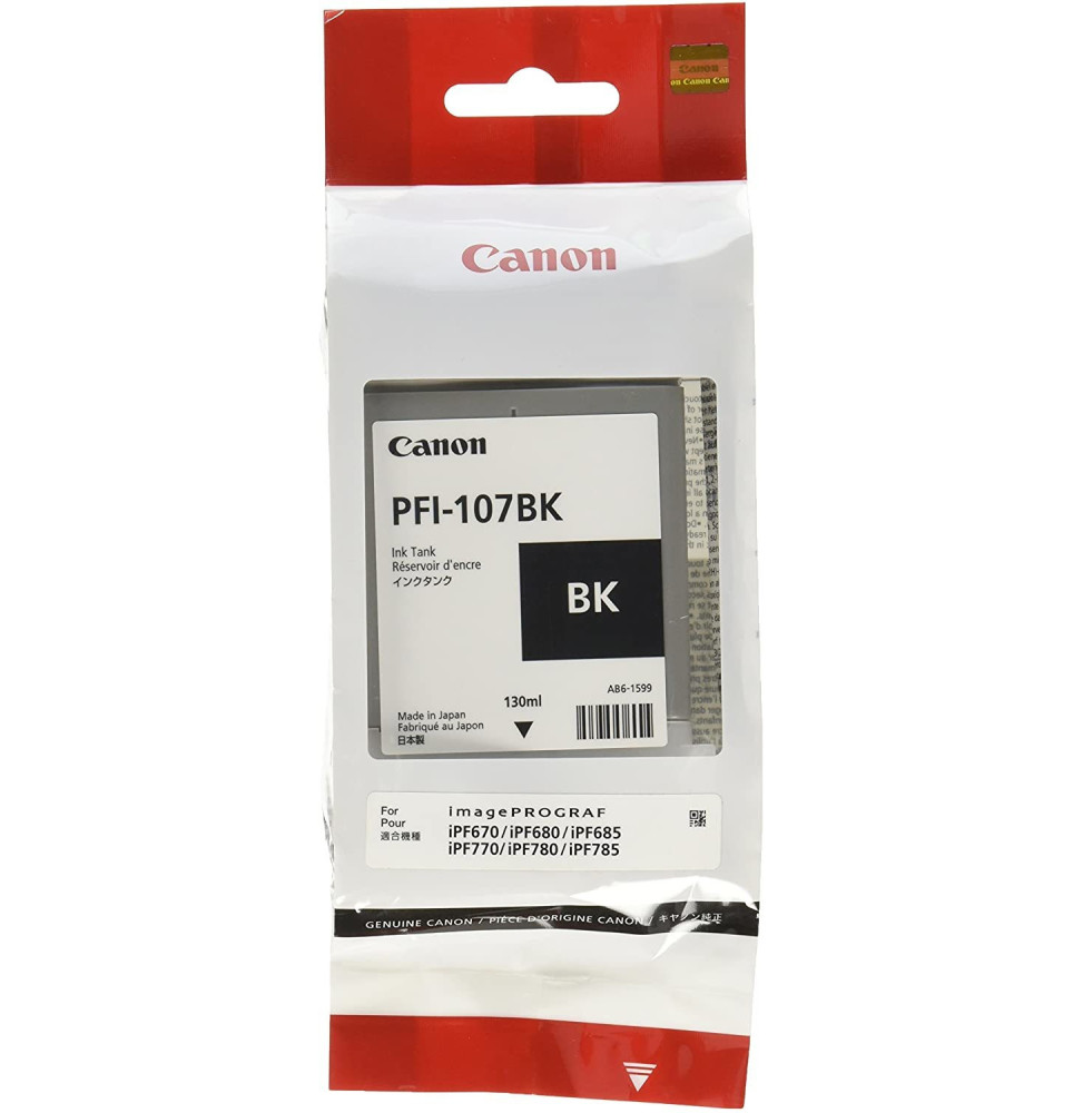 Canon PFI-107BK 130 ml - Bouteille d'encre Canon d'origine (6705B001AA)