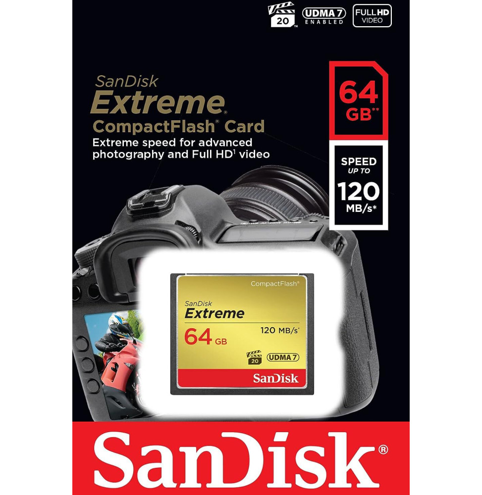 Carte mémoire SanDisk Extreme CompactFlash 64GB (SDCFXSB-064G-G46) – Image 2