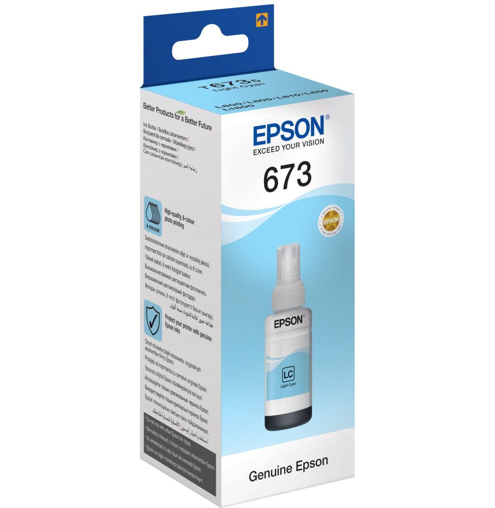 Epson 673 LC (T6735) Cyan Clair - Bouteille d'encre Epson d'origine (C13T67354A) – Image 2