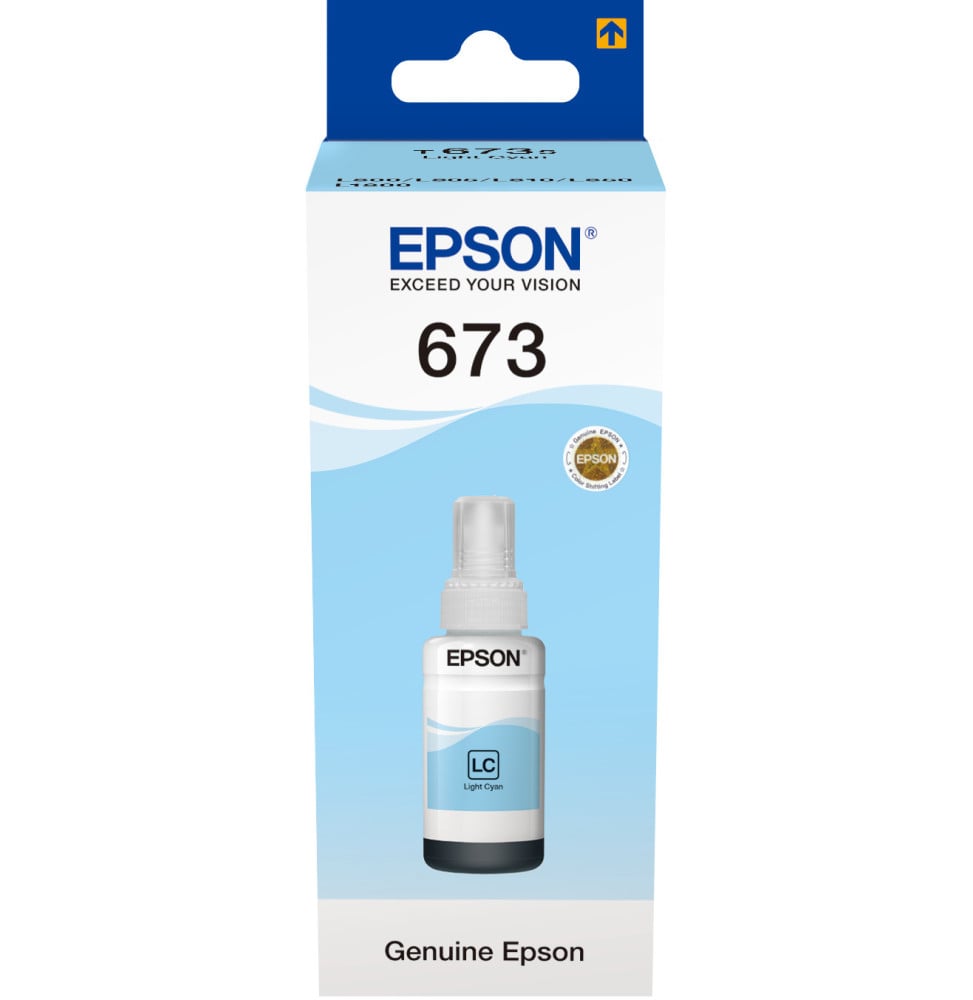 Epson 673 LC (T6735) Cyan Clair - Bouteille d'encre Epson d'origine (C13T67354A)