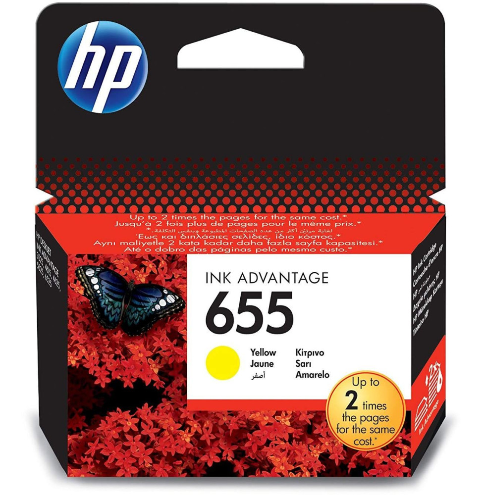 HP 655 Jaune - Cartouche d'encre HP d'origine (CZ112AE)