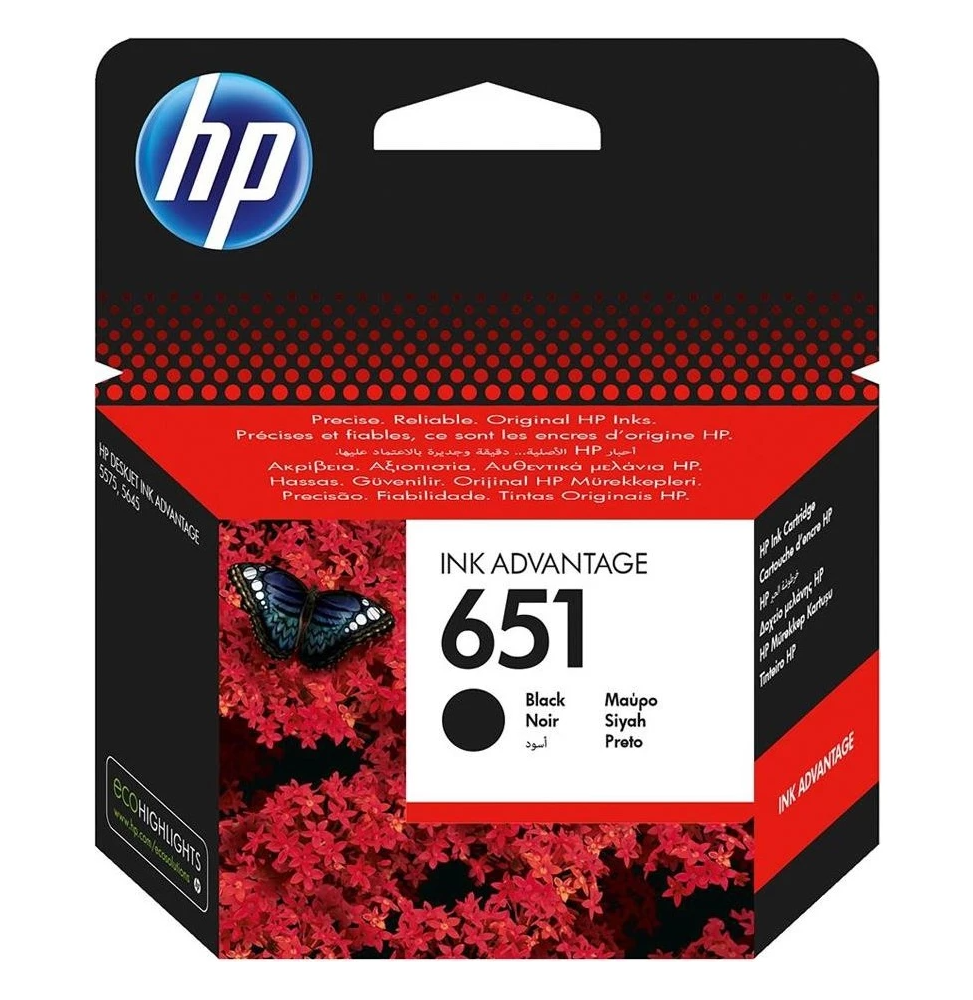 HP 651 Noir - Cartouche d'encre HP d'origine (C2P10AE)