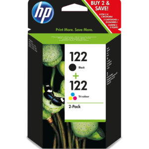 HP 122 Noir + trois couleurs - Pack de cartouches d'encre HP d'origine (CR340HE)
