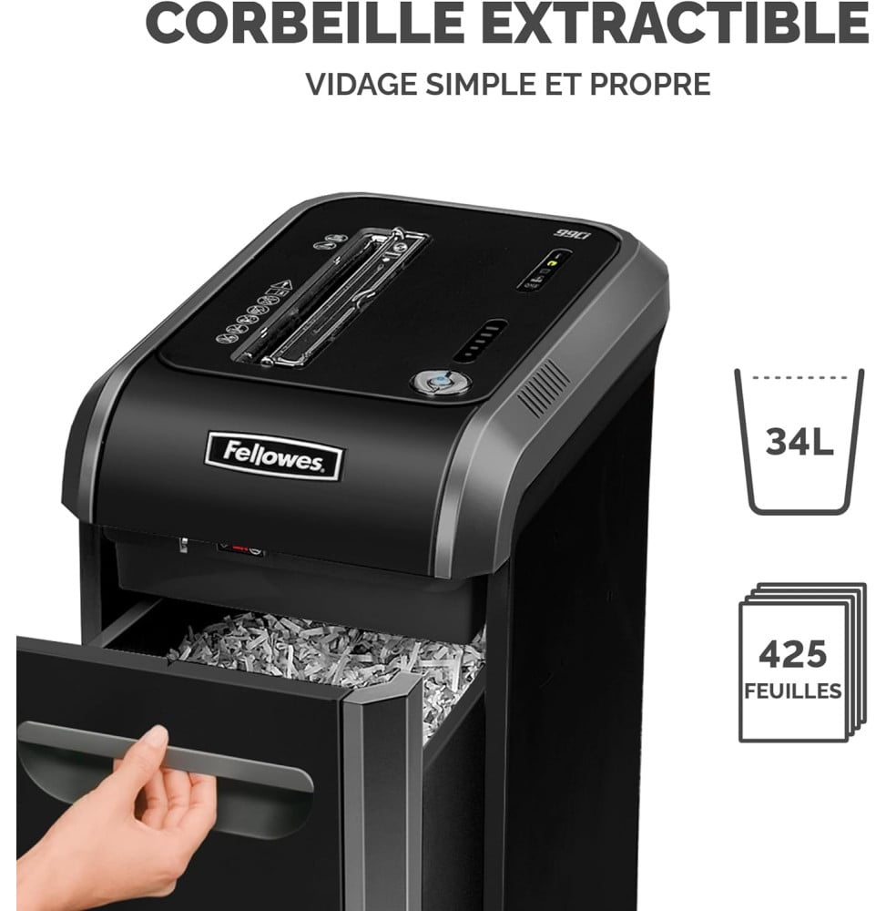 Fellowes Powershred® 99Ci - Destructeur à Coupe-croisée - Bac 34L - 18 feuilles (4691001) – Image 2