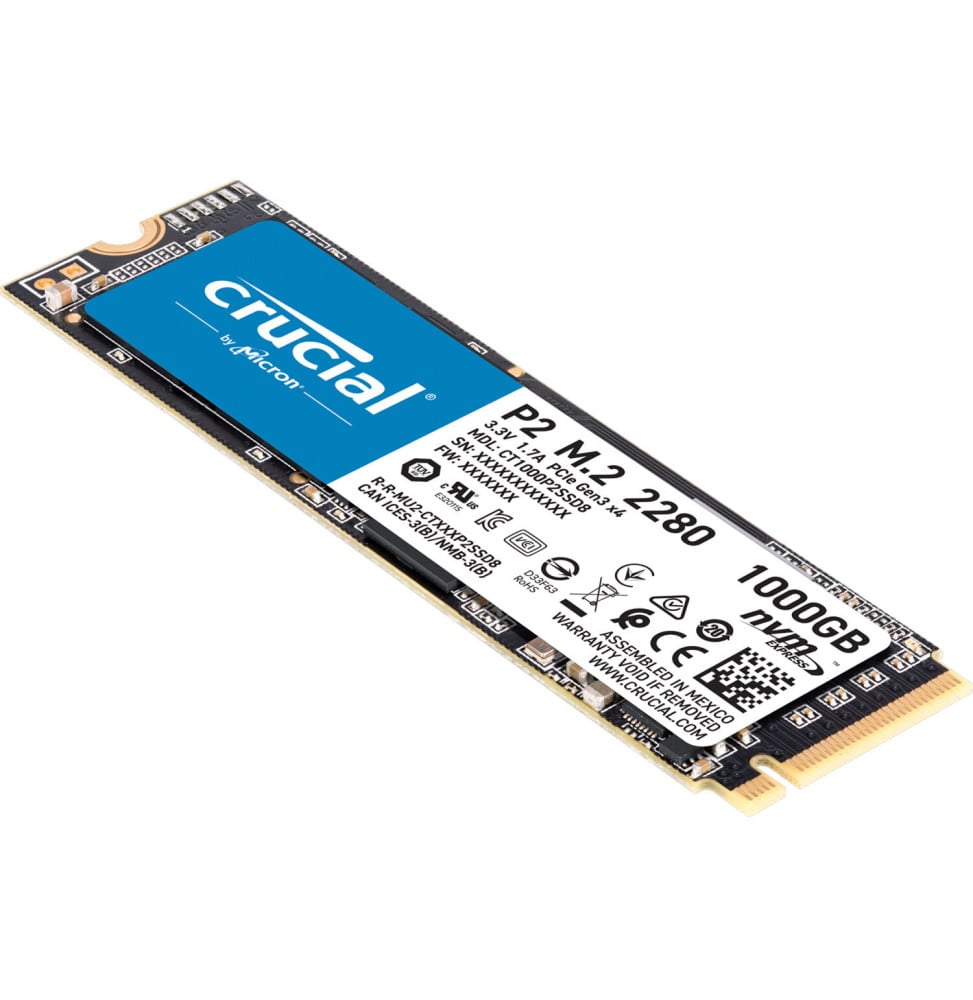 Disque Dur interne SSD Crucial P2 M.2 2280 PCIe Gen 3 x4 NVMe 3D NAND 1 To (CT1000P2SSD8) – Image 2