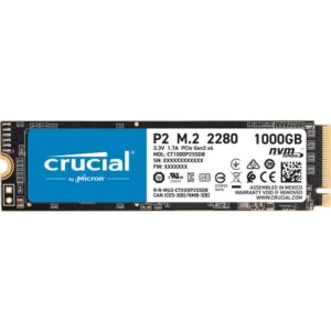 Disque Dur interne SSD Crucial P2 M.2 2280 PCIe Gen 3 x4 NVMe 3D NAND 1 To (CT1000P2SSD8)