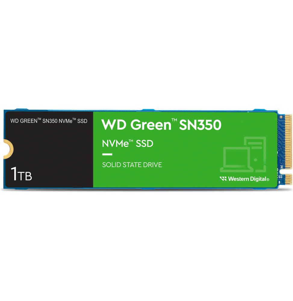 Disque dur interne SSD WD Green SN350 M.2 2280 PCI 3D NAND NVMe 1 To (WDS100T3G0C-00AZL0)