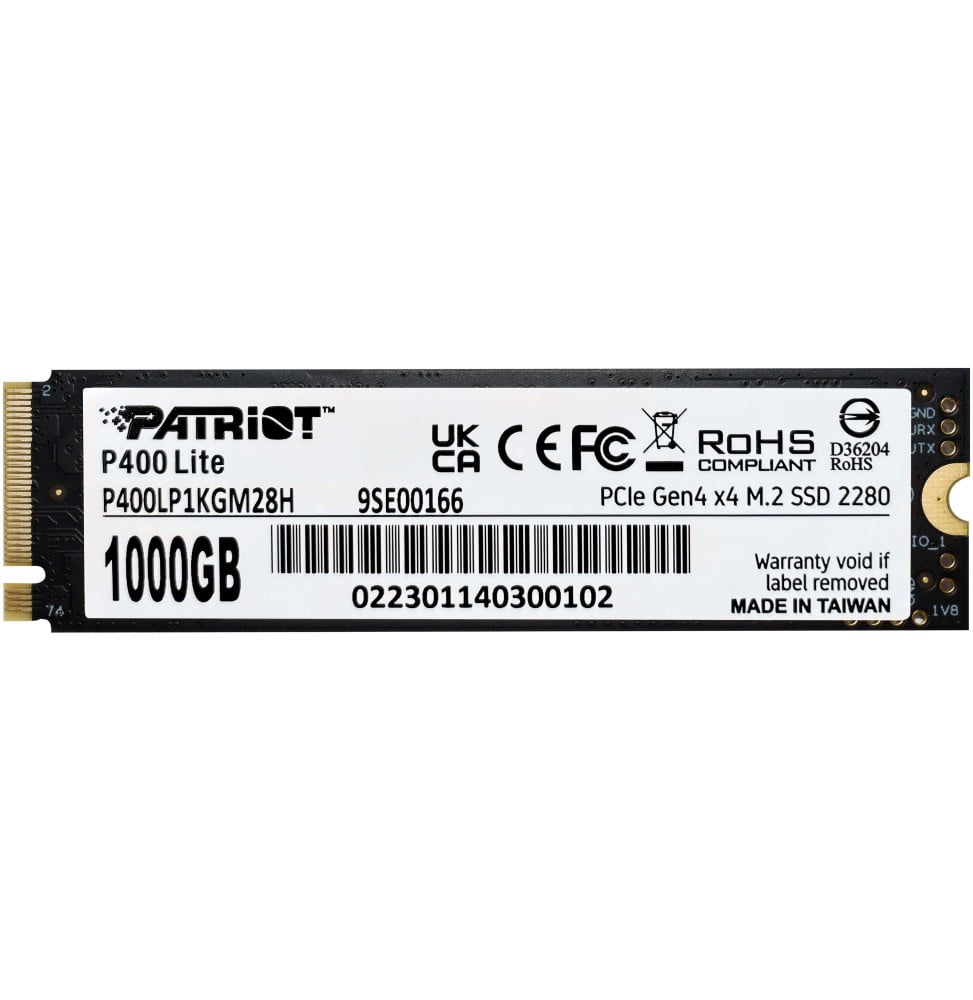 Disque Dur interne SSD Patriot P400 Lite M.2 2280 PCIe Gen4 x4 NVMe 1 To (P400LP1KGM28H)
