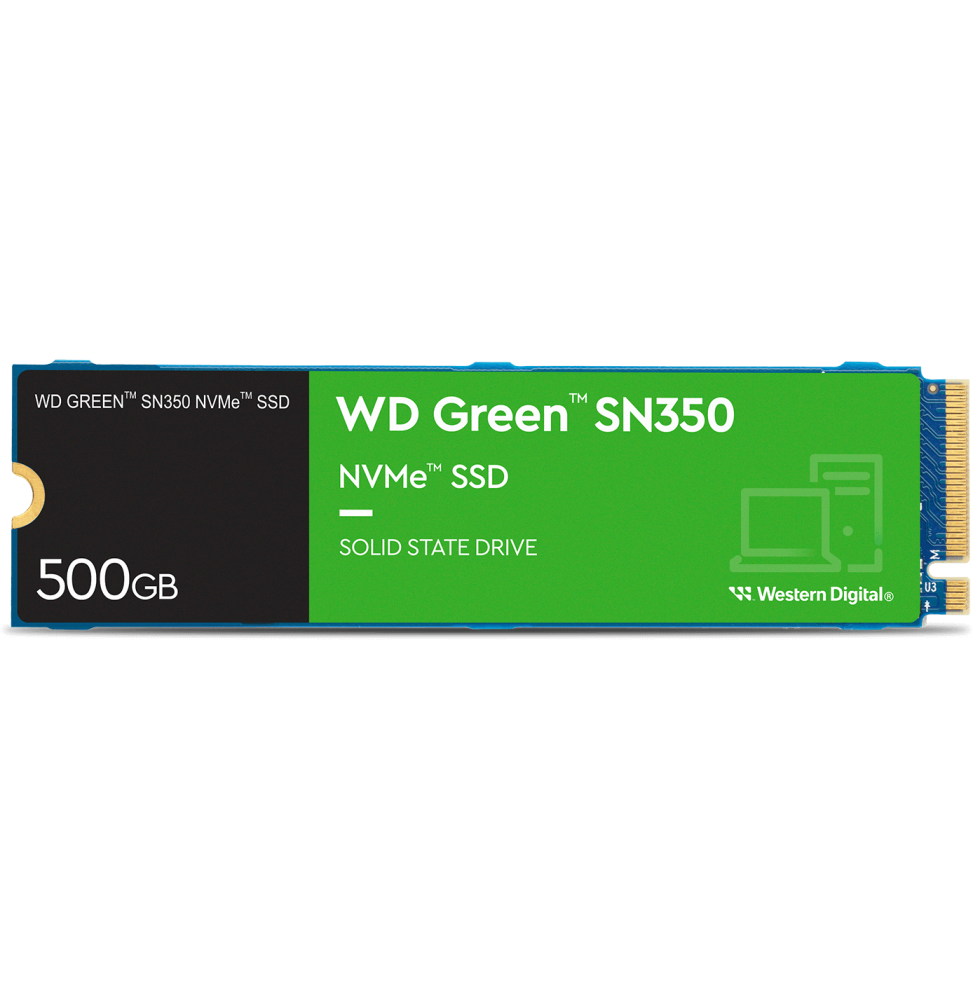 Disque dur interne SSD WD Green SN350 M.2 2280 PCIe Gen3 x4 NVMe 500 Go (WDS500G2G0C)