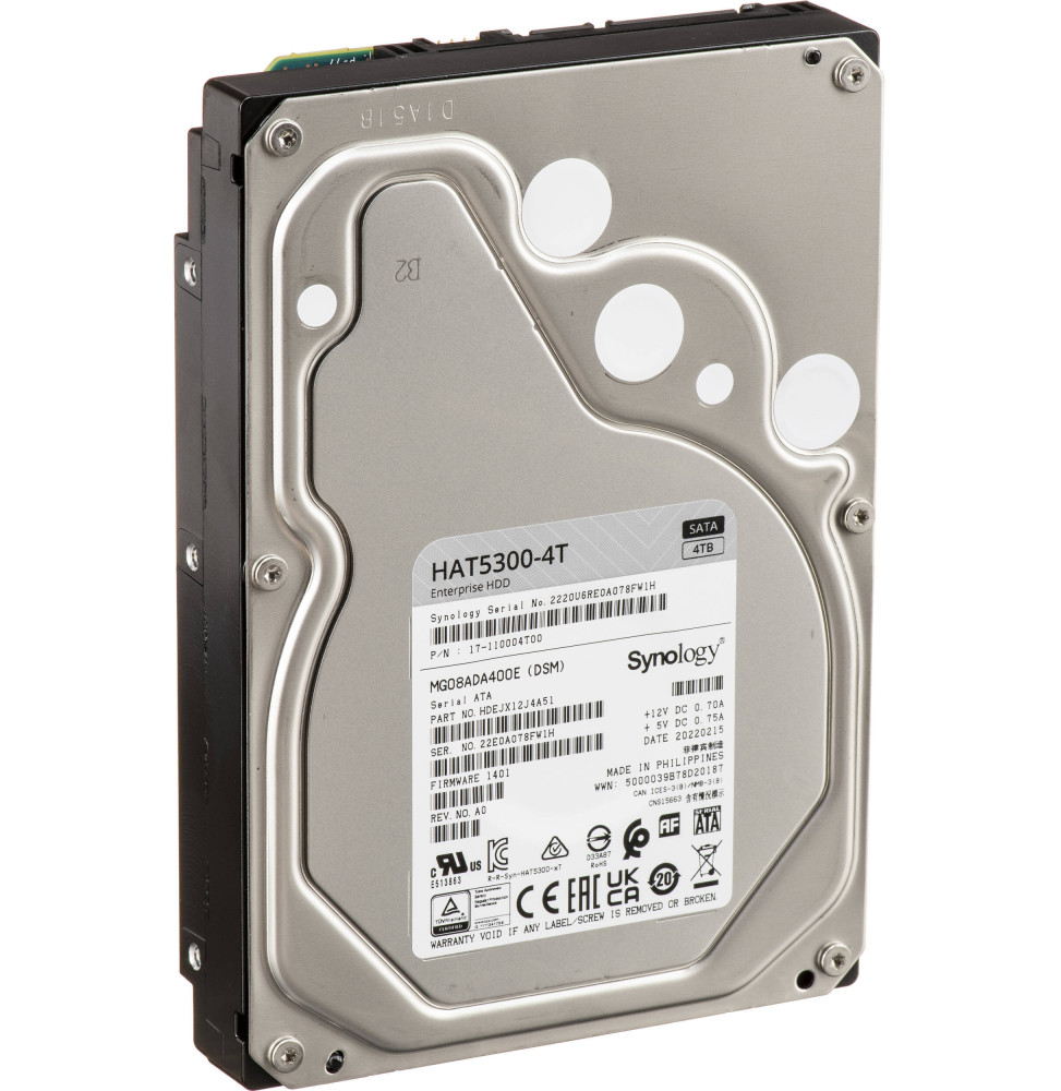 Disque dur interne Synology HAT5300 SATA 3,5" Série Enterprise HDD 4 To pour NAS (HAT5300-4T) – Image 2