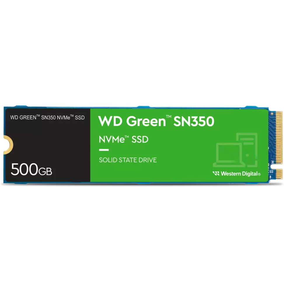 Disque dur interne SSD WD Green SN350 M.2 2280 PCIe Gen3 x4 3D NAND NVMe 480 Go (WDS480G2G0C-00AJM0)