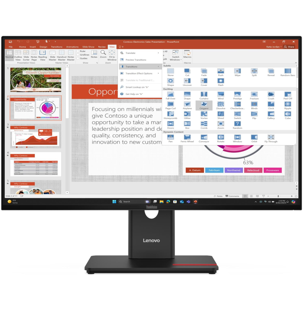 Écran Plat 27" Lenovo ThinkVision T27-40 (64A5MAT6EU)