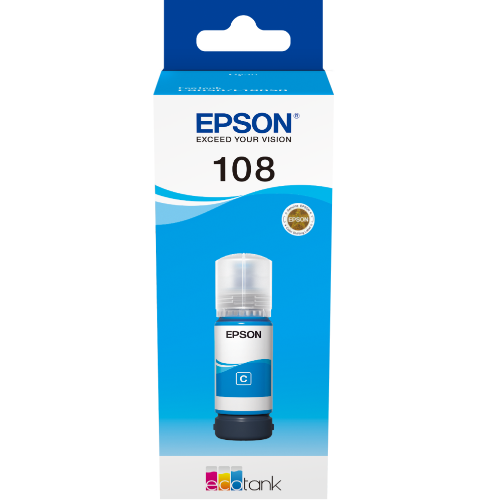 Epson 108 Cyan - Bouteille d'encre Epson EcoTank d'origine (C13T09C24A) – Image 2