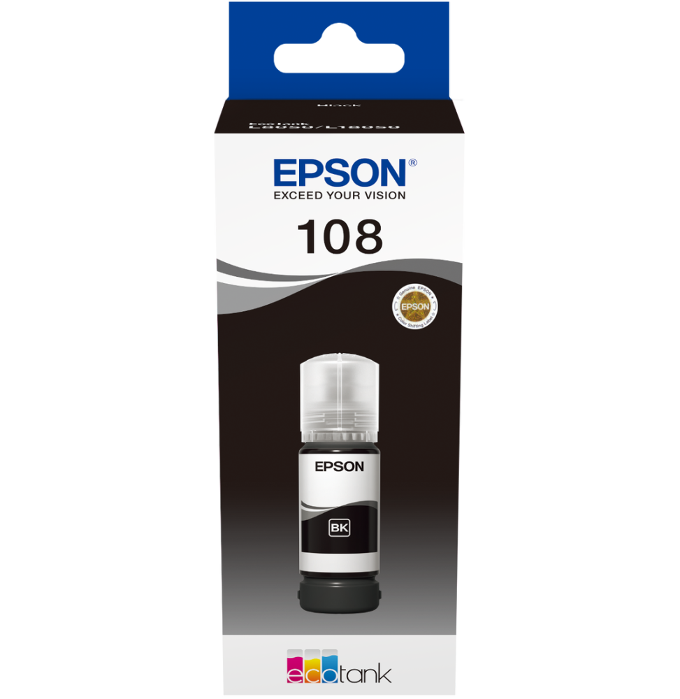 Epson 108 Noir - Bouteille d'encre Epson EcoTank d'origine (C13T09C14A) – Image 2