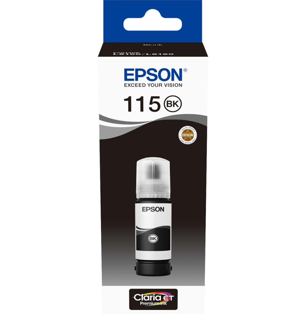 Epson 115 Noir - Bouteille d'encre Epson EcoTank d'origine (C13T07C14A)