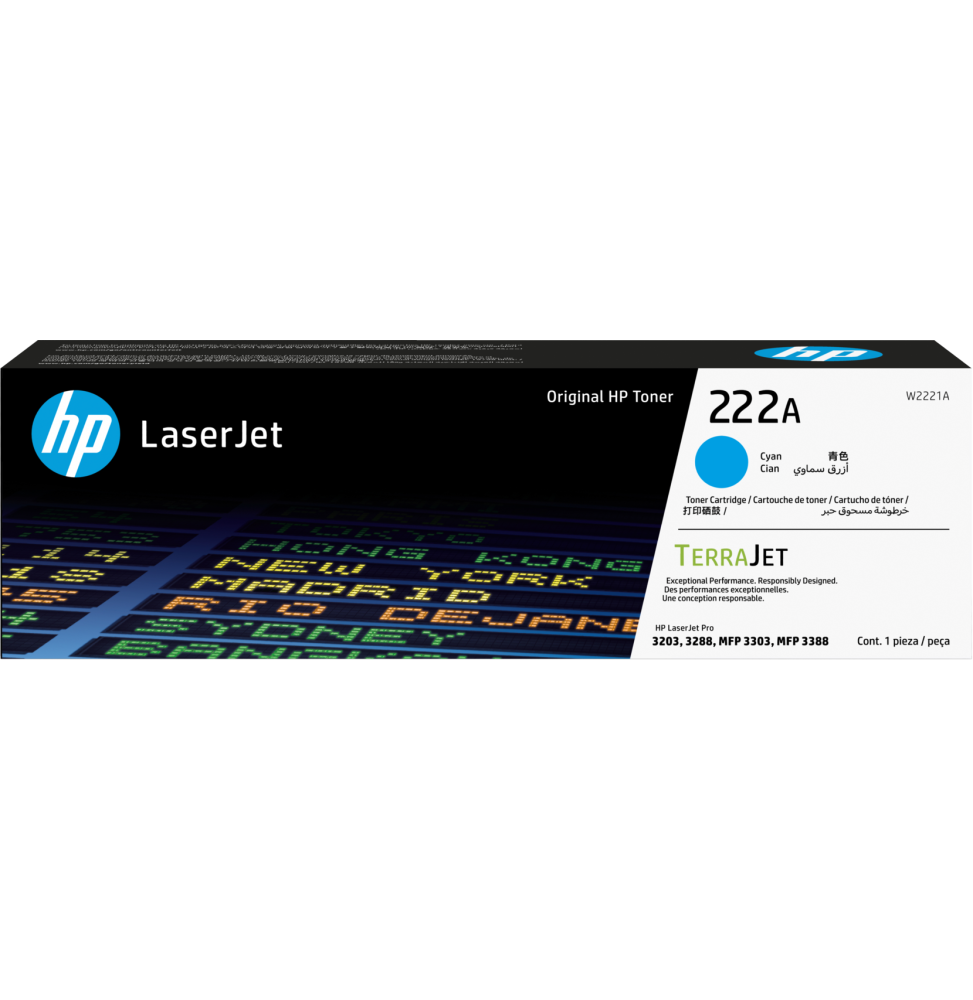 HP 222A Cyan (W2221A) - Toner HP LaserJet d'origine