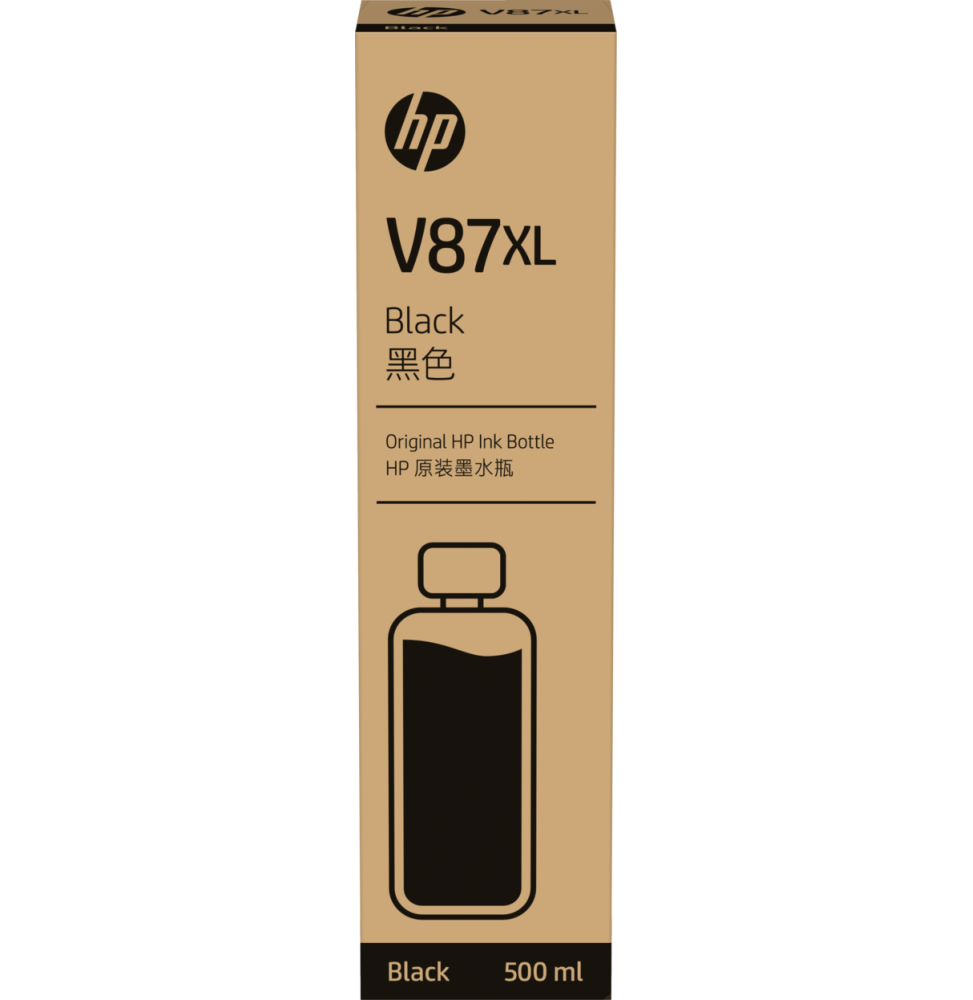 HP V87XL Noir 500ml - Bouteille d'encre HP d'origine (7FN98A)