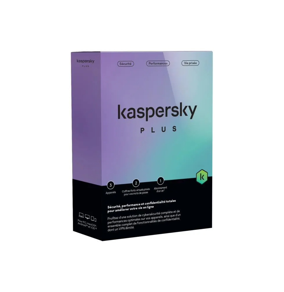 Kaspersky Plus (équivalent à Internet Security) - 3 Postes / 1 an (KL10428BCFS-FFPMAG)