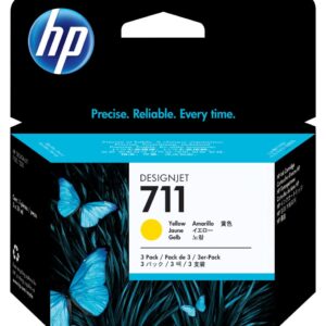 HP 711 Jaune - Pack de 3 Cartouches d'encre HP d'origine (CZ136A)