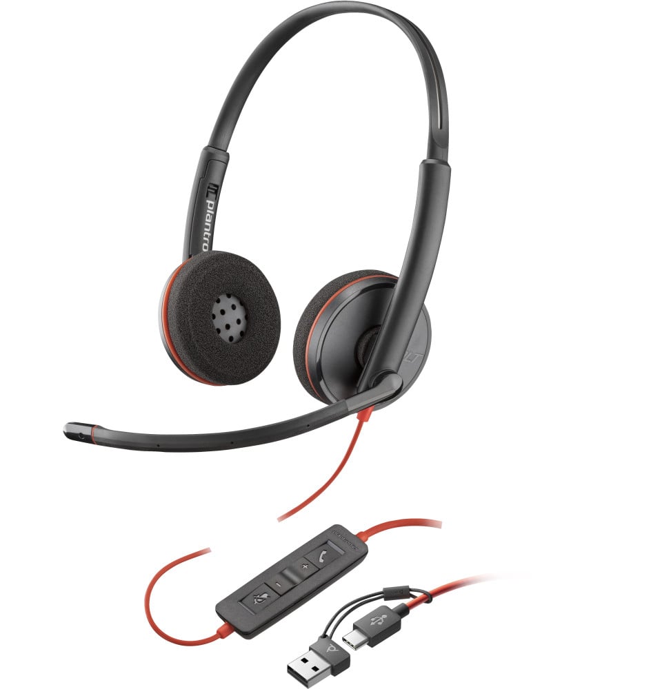 Micro-casque POLY Blackwire 3220 stéréo USB-C + adaptateur USB-C/A (8X228AA)
