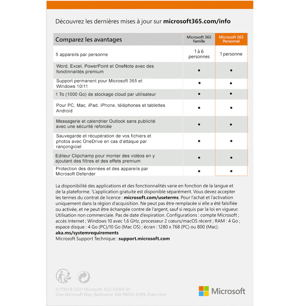Microsoft 365 Personal Français - abonnement 12 mois pour 1 personne (PC, Mac, iOS et Android) – Image 2