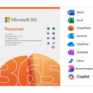Microsoft 365 Personnel Français avec Copilot intégré - abonnement 12 mois pour 1 personne (PC, Mac, iOS et Android)