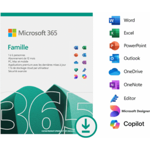Microsoft 365 Famille Français - abonnement 12 mois pour 6 personnes | Licence officielle envoyée par email