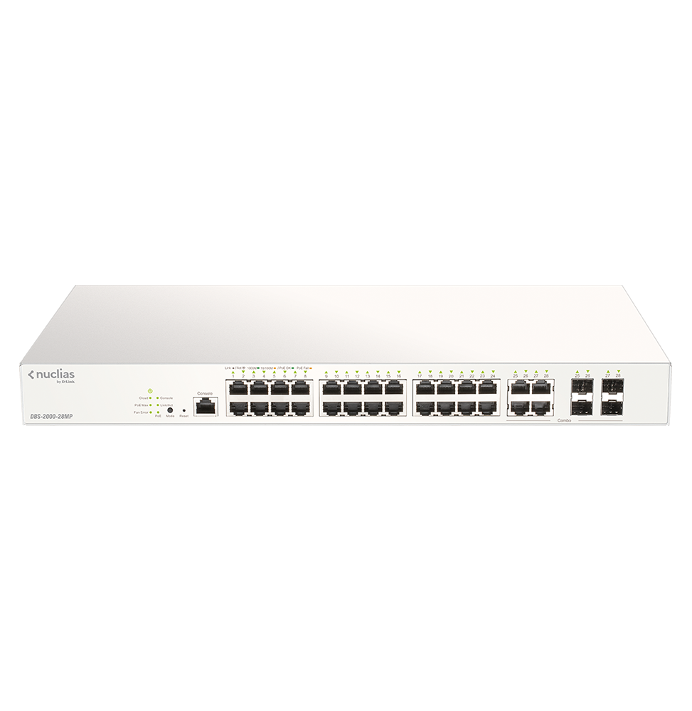 Switch Administrable D-LINK Nuclias Cloud 24 ports PoE + 4-Ports Combo GE/SF (DBS-2000-28MP)